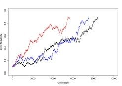 <div><span style="font-family: Cambria;">Biased gene conversion of different strength changes allele-frequencies over generations. </span></div>
<div><span style="font-family: Cambria;"> </span></div>