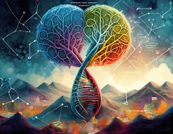 Genetik und Epigenetik in der Vererbung. Die Abbildung wurde mit Hilfe von Adobe Firefly erstellt
